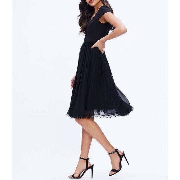 NWT Dress The Population Corey Chiffon Fit & Flare Cocktail Dress Size Medium - Picture 3 of 4